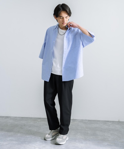 Rocky Monroe(ロッキーモンロー)の「ワイドシルエット タック テーパードスラックスパンツ(スラックス・メンズ・ブルーグレー/ブラック/ライトカーキ/ブラウン/グレイッシュベージュ/ネイビー/チャコール/オフホワイト/グレー・L/XL/M)」の16枚目の写真