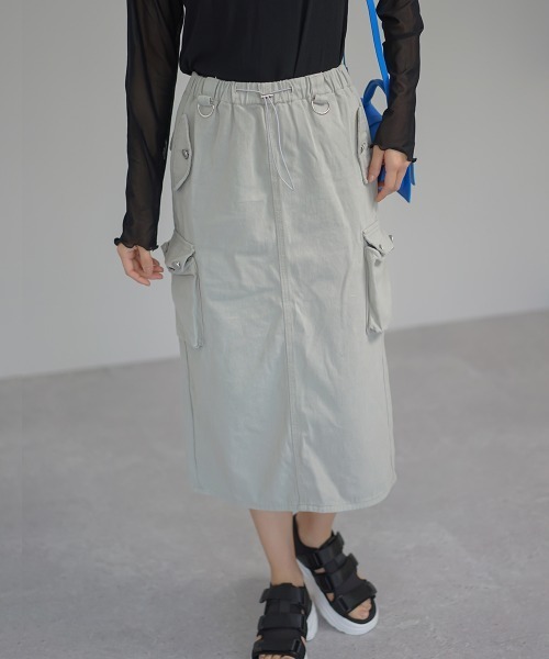 Auntie Rosa(アンティローザ)の「コットンツイルロングカーゴスカート(スカート・レディース・チャコールグレー/グレー・MEDIUM/LARGE/SMALL)」の11枚目の写真
