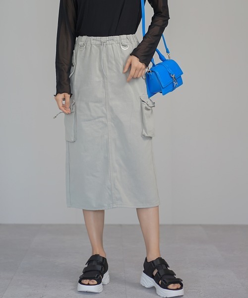 Auntie Rosa(アンティローザ)の「コットンツイルロングカーゴスカート(スカート・レディース・チャコールグレー/グレー・MEDIUM/LARGE/SMALL)」の14枚目の写真
