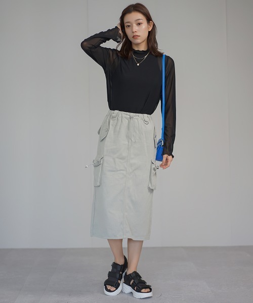 Auntie Rosa(アンティローザ)の「コットンツイルロングカーゴスカート(スカート・レディース・チャコールグレー/グレー・MEDIUM/LARGE/SMALL)」の15枚目の写真