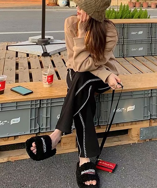 NinaetLina（ニナエリナ）の「サイドステッチジャージストレートパンツ（その他パンツ・レディース・ブラック・XL/L/M）」の4枚目の写真