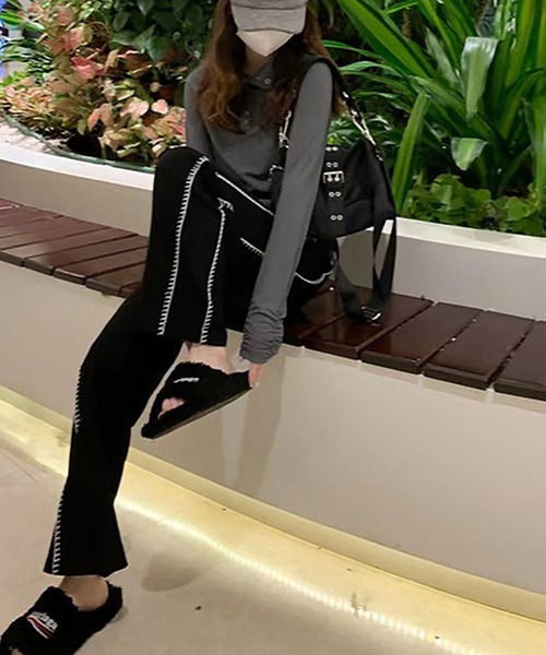 NinaetLina（ニナエリナ）の「サイドステッチジャージストレートパンツ（その他パンツ・レディース・ブラック・XL/L/M）」の6枚目の写真