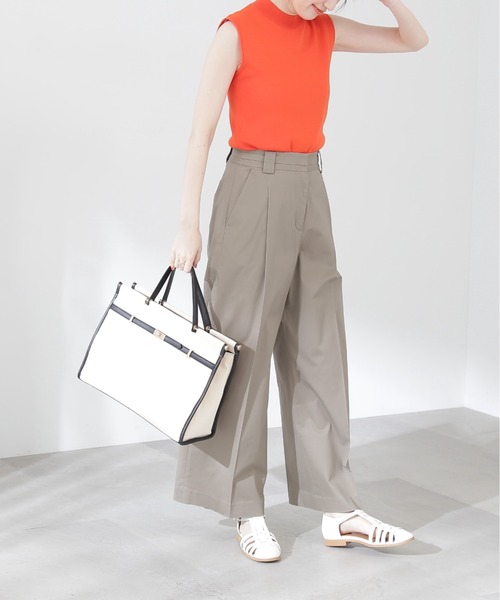 N.（N. Natural Beauty Basic）（エヌエヌナチュラルビューティーベーシック）の「【S Size Line】◆コットンストレッチタックワイドパンツ（スラックス・レディース・グレー/カーキ・SMALL/MEDIUM）」の3枚目の写真