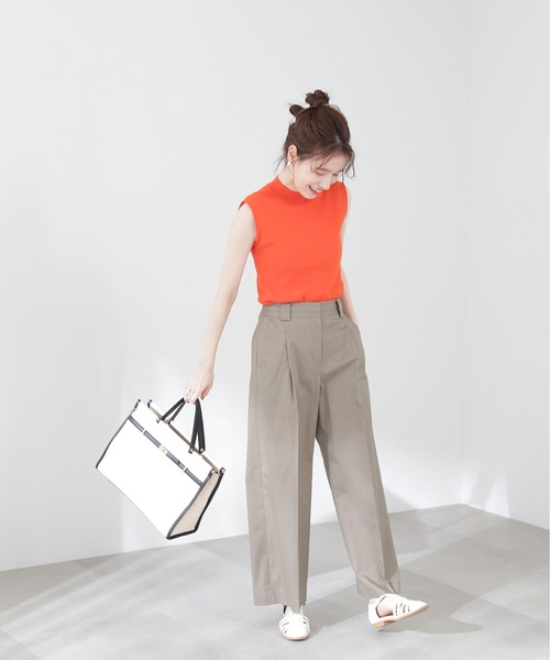 N.（N. Natural Beauty Basic）（エヌエヌナチュラルビューティーベーシック）の「【S Size Line】◆コットンストレッチタックワイドパンツ（スラックス・レディース・グレー/カーキ・SMALL/MEDIUM）」の5枚目の写真