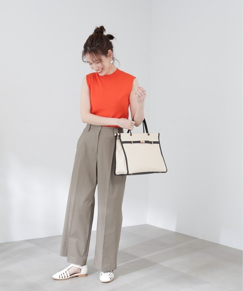 N.（N. Natural Beauty Basic）（エヌエヌナチュラルビューティーベーシック）の「【S Size Line】◆コットンストレッチタックワイドパンツ（スラックス・レディース・グレー/カーキ・SMALL/MEDIUM）」の6枚目の写真