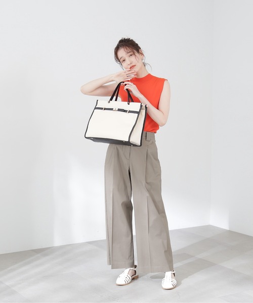 N.（N. Natural Beauty Basic）（エヌエヌナチュラルビューティーベーシック）の「【S Size Line】◆コットンストレッチタックワイドパンツ（スラックス・レディース・グレー/カーキ・SMALL/MEDIUM）」の7枚目の写真