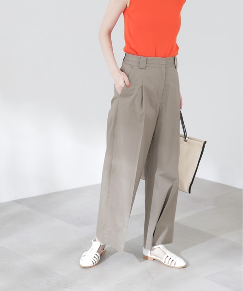 N.（N. Natural Beauty Basic）（エヌエヌナチュラルビューティーベーシック）の「【S Size Line】◆コットンストレッチタックワイドパンツ（スラックス・レディース・グレー/カーキ・SMALL/MEDIUM）」の8枚目の写真