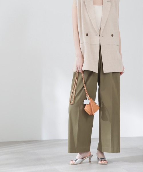 N.（N. Natural Beauty Basic）（エヌエヌナチュラルビューティーベーシック）の「【S Size Line】◆コットンストレッチタックワイドパンツ（スラックス・レディース・グレー/カーキ・SMALL/MEDIUM）」の9枚目の写真