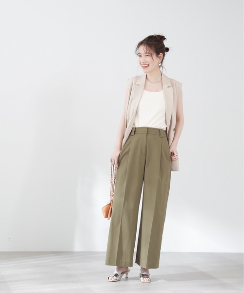 N.（N. Natural Beauty Basic）（エヌエヌナチュラルビューティーベーシック）の「【S Size Line】◆コットンストレッチタックワイドパンツ（スラックス・レディース・グレー/カーキ・SMALL/MEDIUM）」の10枚目の写真