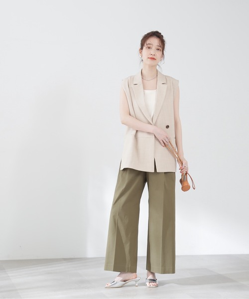 N.（N. Natural Beauty Basic）（エヌエヌナチュラルビューティーベーシック）の「【S Size Line】◆コットンストレッチタックワイドパンツ（スラックス・レディース・グレー/カーキ・SMALL/MEDIUM）」の12枚目の写真