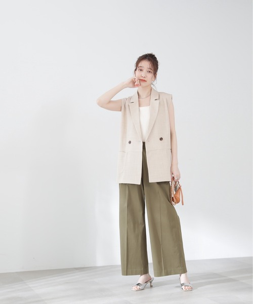 N.（N. Natural Beauty Basic）（エヌエヌナチュラルビューティーベーシック）の「【S Size Line】◆コットンストレッチタックワイドパンツ（スラックス・レディース・グレー/カーキ・SMALL/MEDIUM）」の13枚目の写真