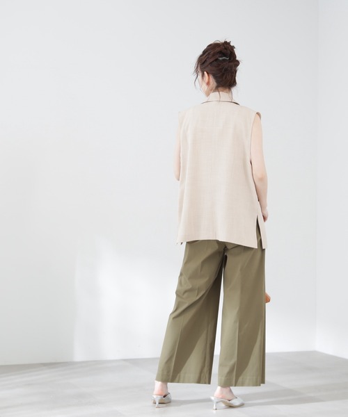 N.（N. Natural Beauty Basic）（エヌエヌナチュラルビューティーベーシック）の「【S Size Line】◆コットンストレッチタックワイドパンツ（スラックス・レディース・グレー/カーキ・SMALL/MEDIUM）」の14枚目の写真