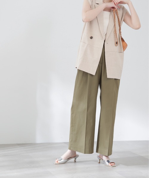 N.（N. Natural Beauty Basic）（エヌエヌナチュラルビューティーベーシック）の「【S Size Line】◆コットンストレッチタックワイドパンツ（スラックス・レディース・グレー/カーキ・SMALL/MEDIUM）」の15枚目の写真