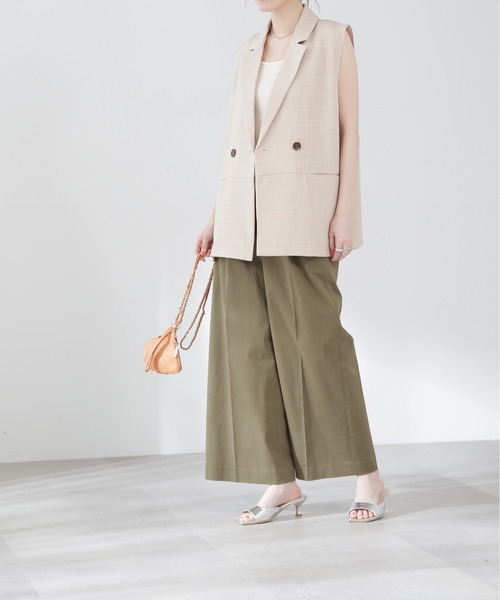 N.（N. Natural Beauty Basic）（エヌエヌナチュラルビューティーベーシック）の「【S Size Line】◆コットンストレッチタックワイドパンツ（スラックス・レディース・グレー/カーキ・SMALL/MEDIUM）」の16枚目の写真