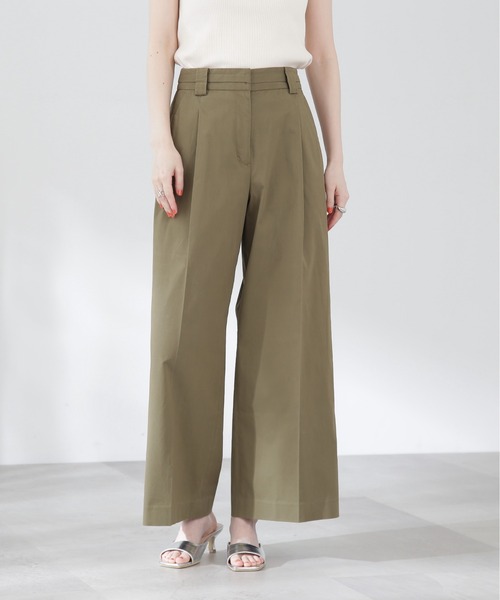 N.（N. Natural Beauty Basic）（エヌエヌナチュラルビューティーベーシック）の「【S Size Line】◆コットンストレッチタックワイドパンツ（スラックス・レディース・グレー/カーキ・SMALL/MEDIUM）」の17枚目の写真