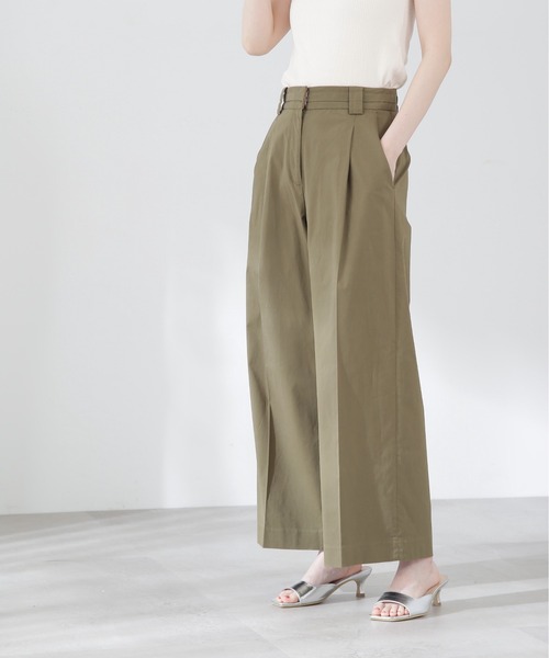 N.（N. Natural Beauty Basic）（エヌエヌナチュラルビューティーベーシック）の「【S Size Line】◆コットンストレッチタックワイドパンツ（スラックス・レディース・グレー/カーキ・SMALL/MEDIUM）」の18枚目の写真