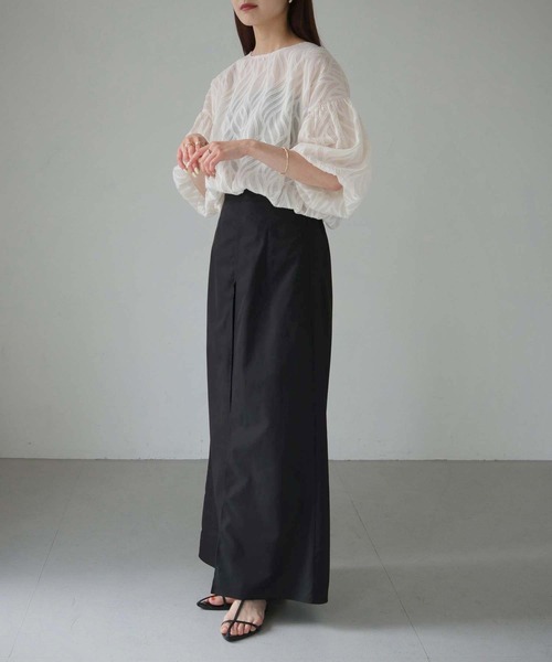 cheriella（シェリエラ）の「【cheriella】WEB限定リーフシアーバルーンショートトップス（シャツ/ブラウス・レディース・ブラック/アイボリー/オフホワイト・M）」の21枚目の写真