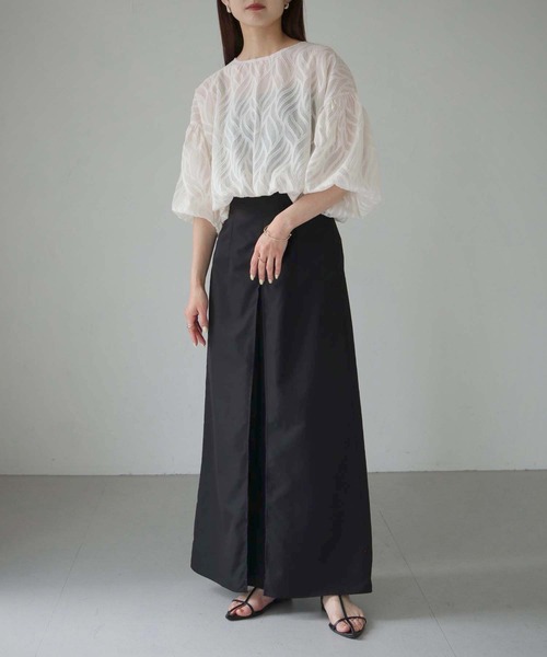 cheriella（シェリエラ）の「【cheriella】WEB限定リーフシアーバルーンショートトップス（シャツ/ブラウス・レディース・ブラック/アイボリー/オフホワイト・M）」の20枚目の写真