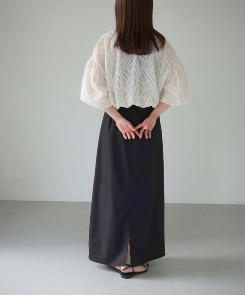 cheriella（シェリエラ）の「【cheriella】WEB限定リーフシアーバルーンショートトップス（シャツ/ブラウス・レディース・ブラック/アイボリー/オフホワイト・M）」の22枚目の写真