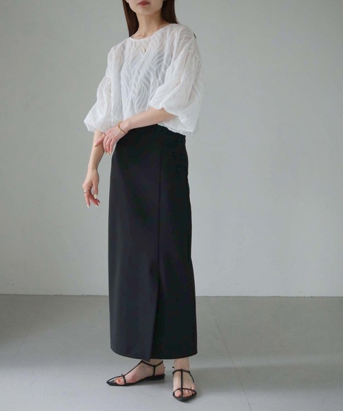 cheriella（シェリエラ）の「【cheriella】WEB限定リーフシアーバルーンショートトップス（シャツ/ブラウス・レディース・ブラック/アイボリー/オフホワイト・M）」の10枚目の写真