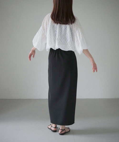 cheriella（シェリエラ）の「【cheriella】WEB限定リーフシアーバルーンショートトップス（シャツ/ブラウス・レディース・ブラック/アイボリー/オフホワイト・M）」の12枚目の写真