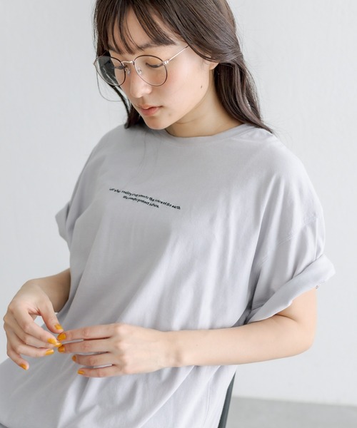 PUAL CE CIN（ピュアルセシン）の「オーガニックコットン2WAYプリントTシャツ（Tシャツ/カットソー・レディース・ベージュ/ホワイト/グレー・FREE）」の16枚目の写真