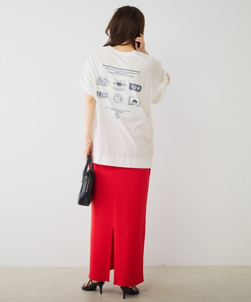 PUAL CE CIN（ピュアルセシン）の「オーガニックコットン2WAYプリントTシャツ（Tシャツ/カットソー・レディース・ベージュ/ホワイト/グレー・FREE）」の4枚目の写真