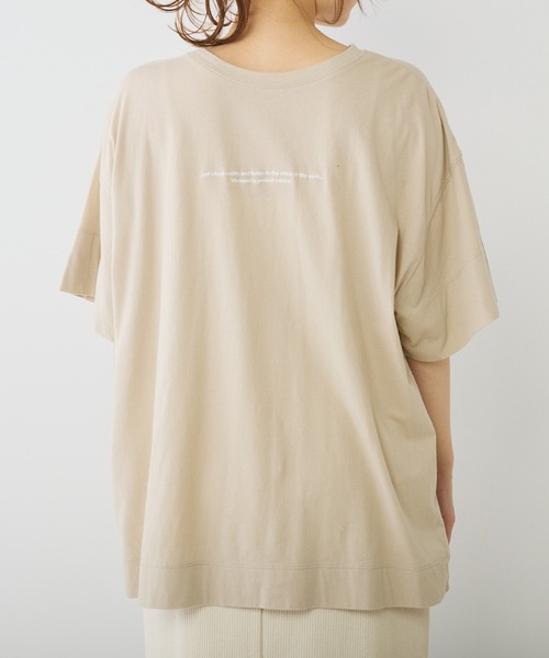 PUAL CE CIN（ピュアルセシン）の「オーガニックコットン2WAYプリントTシャツ（Tシャツ/カットソー・レディース・ベージュ/ホワイト/グレー・FREE）」の6枚目の写真