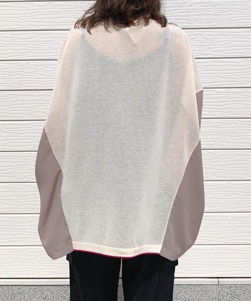 Q（キュー）の「フハクドッキングリラックスニット（ニット/セーター・レディース・ベージュ/ブラック・MEDIUM）」の5枚目の写真