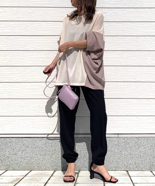 Q（キュー）の「フハクドッキングリラックスニット（ニット/セーター・レディース・ベージュ/ブラック・MEDIUM）」の8枚目の写真