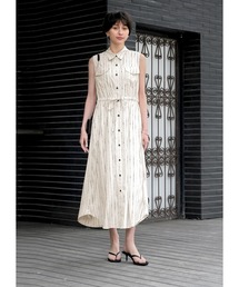 STYLE DELI（スタイルデリ）の「【LUXE】点ストライプ柄ノースリシャツワンピース（ワンピース）」