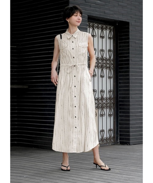 STYLE DELI（スタイルデリ）の「【LUXE】点ストライプ柄ノースリ