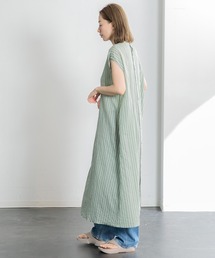 美品TICCA 赤と白のストライプ フレンチスリーブシャツワンピース 美品TICCA 赤と白のストライプ フレンチスリーブシャツ