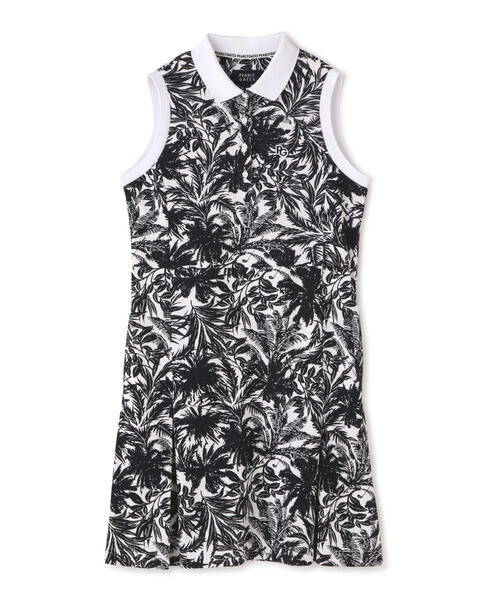 【PEARLY GATES】市松カノコ スリーブレス ポロワンピース ＜ボタニカル柄＞