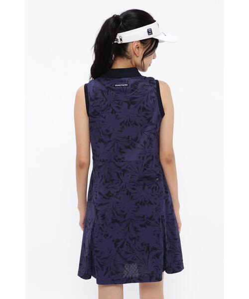 【PEARLY GATES】市松カノコ スリーブレス ポロワンピース ＜ボタニカル柄＞