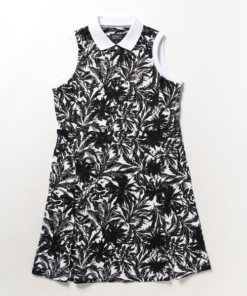 【PEARLY GATES】市松カノコ スリーブレス ポロワンピース ＜ボタニカル柄＞
