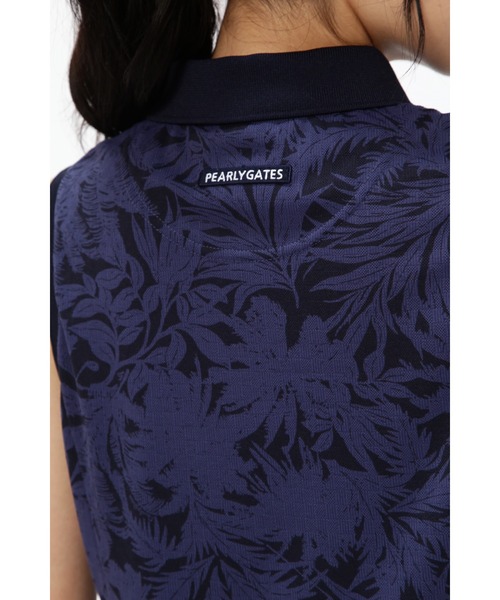 【PEARLY GATES】市松カノコ スリーブレス ポロワンピース ＜ボタニカル柄＞