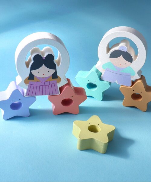 セール】【F.O.TOYBOX】木製七夕積み木(おり姫とひこ星)（おもちゃ