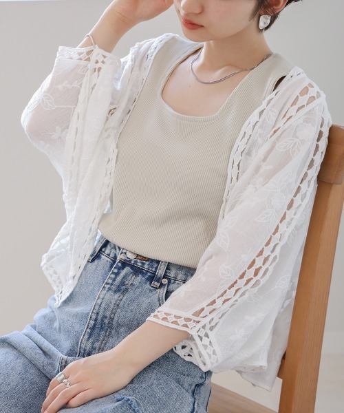 Bab(バブ)の「刺繍レースコンビカーディガン(カーディガン/ボレロ・レディース・ベージュ/オフホワイト・FREE)」の21枚目の写真