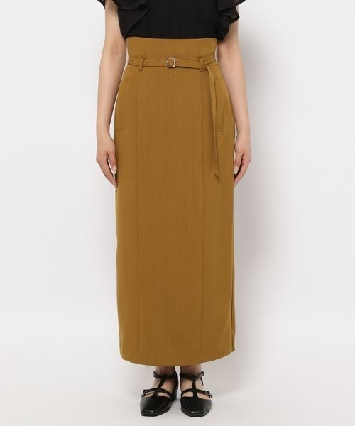 mysty woman(ミスティウーマン)の「ベルテッドハイウエストナロースカート 964545(スカート・レディース・アイボリー/マスタード/モカ・SMALL/MEDIUM)」の16枚目の写真