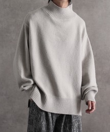 【welise/ウェライズ】【アンチピリング/形状維持/ウォッシャブル/イージーケア】サイドスリット オーバーサイズハイネックニット