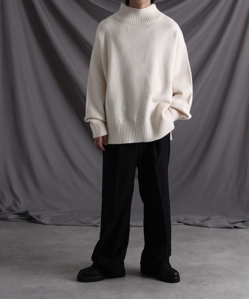 welise（ウェライズ）の「【welise/ウェライズ】【アンチピリング/形状維持/ウォッシャブル/イージーケア】サイドスリット オーバーサイズハイネックニット（ニット/セーター・メンズ・ワイン/チャコールグレー/ダークブラウン/ライトグレー/アイボリー/ベージュ系・S/XL/M/L）」の11枚目の写真
