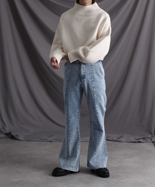 welise（ウェライズ）の「【welise/ウェライズ】【アンチピリング/形状維持/ウォッシャブル/イージーケア】サイドスリット オーバーサイズハイネックニット（ニット/セーター・メンズ・ワイン/チャコールグレー/ダークブラウン/ライトグレー/アイボリー/ベージュ系・S/XL/M/L）」の12枚目の写真