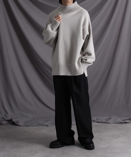 welise（ウェライズ）の「【welise/ウェライズ】【アンチピリング/形状維持/ウォッシャブル/イージーケア】サイドスリット オーバーサイズハイネックニット（ニット/セーター・メンズ・ワイン/チャコールグレー/ダークブラウン/ライトグレー/アイボリー/ベージュ系・S/XL/M/L）」の20枚目の写真