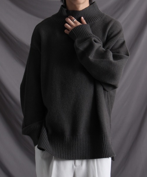 welise（ウェライズ）の「【welise/ウェライズ】【アンチピリング/形状維持/ウォッシャブル/イージーケア】サイドスリット オーバーサイズハイネックニット（ニット/セーター・メンズ・ワイン/チャコールグレー/ダークブラウン/ライトグレー/アイボリー/ベージュ系・S/XL/M/L）」の13枚目の写真