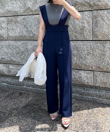 [ 低身長向けサイズ ] ワイドショルダーハイウエストサロペット