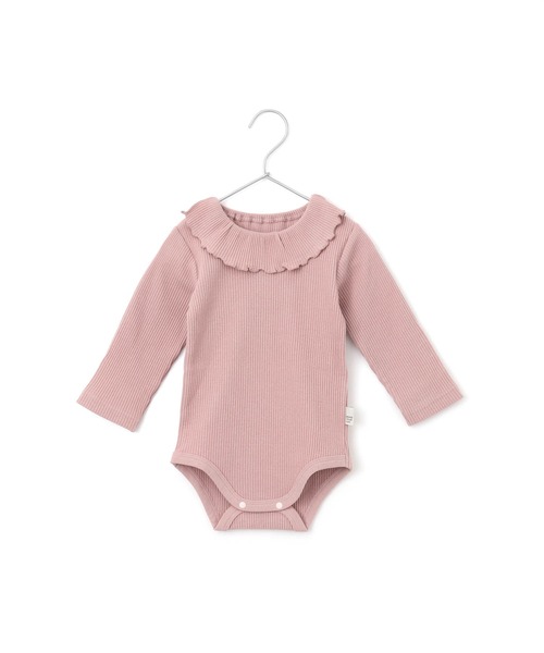 MAKE YOUR DAY（メイクユアデイ）の「無地リブフリル衿ロンパス（ロンパース・キッズ・アイボリー/ピンク/グレー/イエロー・80/70）」の4枚目の写真