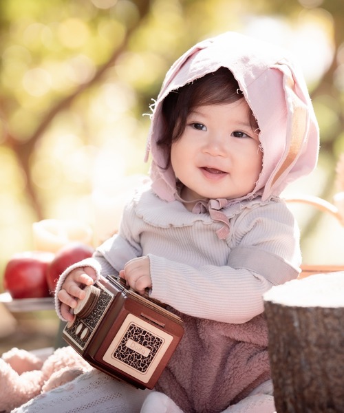 MAKE YOUR DAY（メイクユアデイ）の「無地リブフリル衿ロンパス（ロンパース・キッズ・アイボリー/ピンク/グレー/イエロー・80/70）」の17枚目の写真