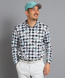 adabat | 【UVカット/吸水速乾/遮熱】千鳥デザイン 長袖ポロシャツ(ポロシャツ)