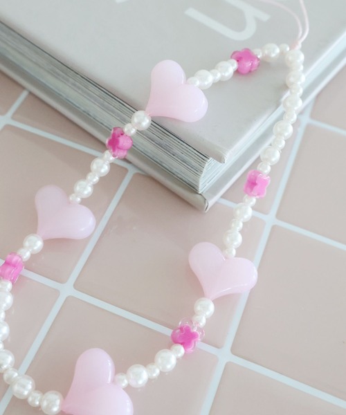 s-33】ビーズストラップ スマホ❁ニコちゃん カラフル 個性的 古着